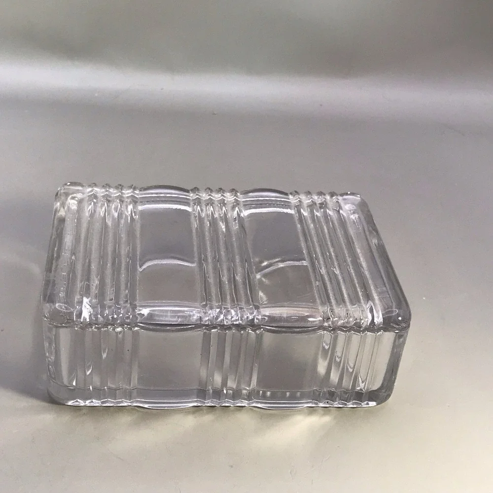 Glass Casket Covered trinket Dish Box